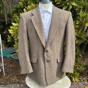 Ron Chereskin 42L Tweed Brown beig Camel Hair Blend Camel/Wool 2 button 1 vent